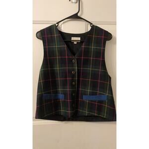 Vintage London Fog Plaid Vest, Med, Blue/Green, Collegiate, Preppy Academia, 90s